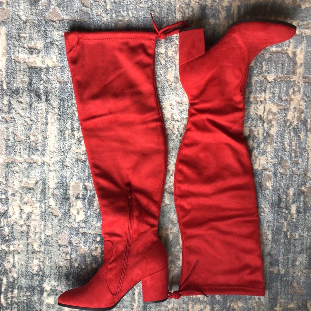 Over the Knee - Cloth/faux Suede Boots